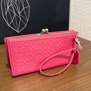 Coach Fuchsia Embossed Wristlet